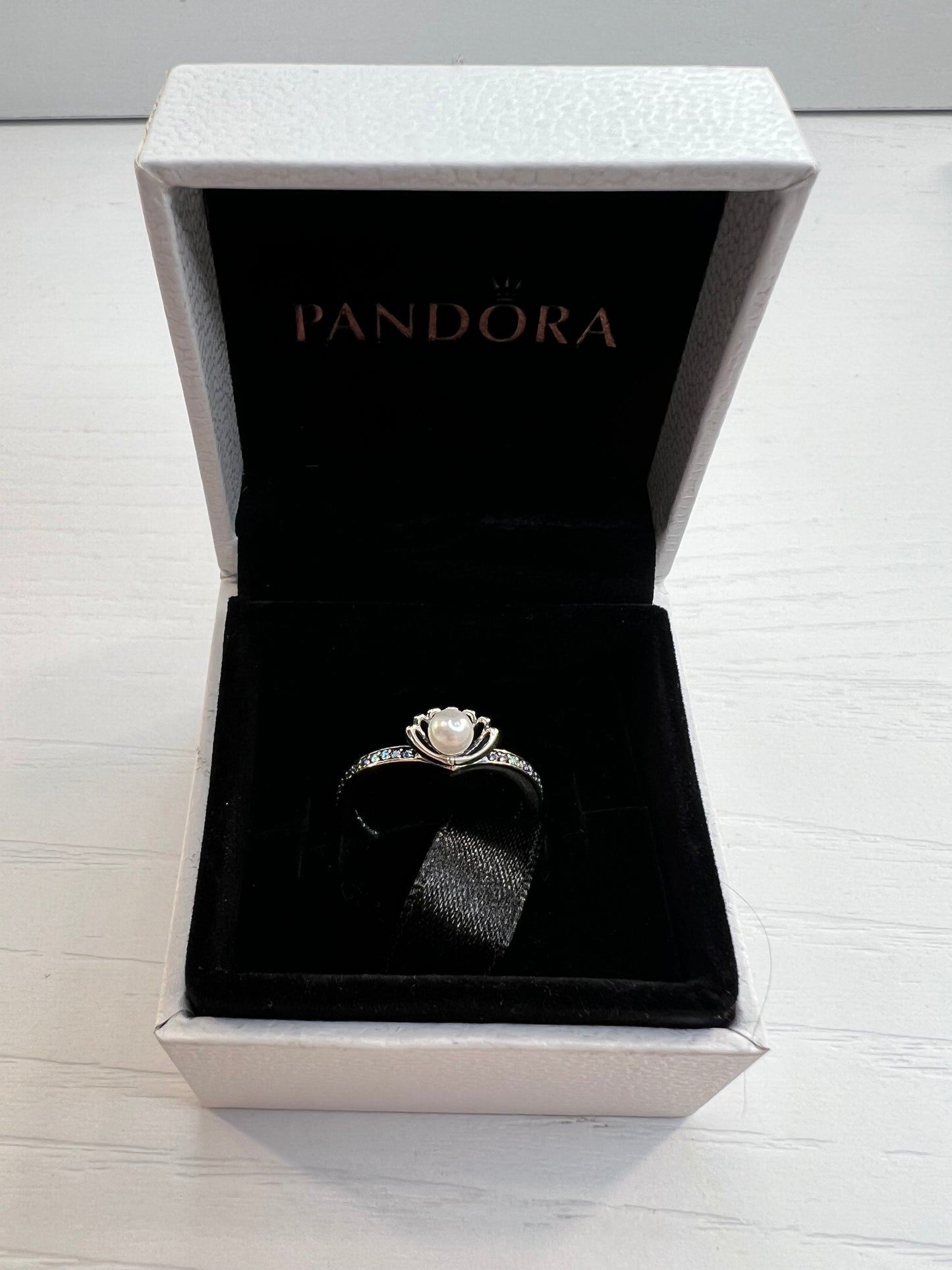 Anillo Perla Cultivada de Agua Dulce Tratada Concha Princesa Ariel de Disney