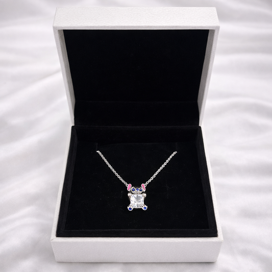 Collar Stitch Azul con Circonita Brillante