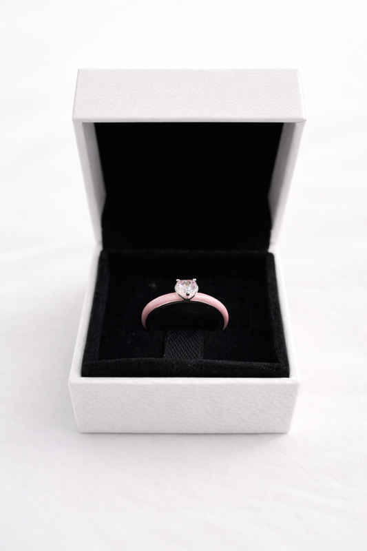 Anillo Corazón Chakra Rosa con Cristal Brillante | Elegante y Romántico