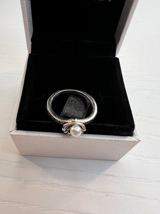 Anillo Perla Cultivada de Agua Dulce Tratada Concha Princesa Ariel de Disney